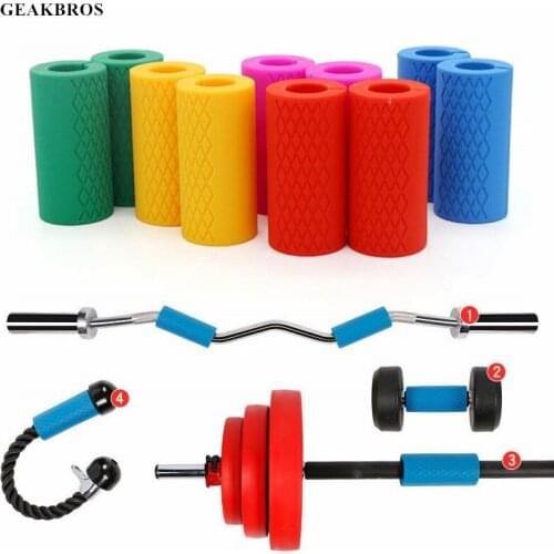 1 Pair Thick Bar Grips Barbell Dumbbell Non-slip Silicone Rubber Grip Handles Training Arm Muscle Weightlifting Fat Grip Support