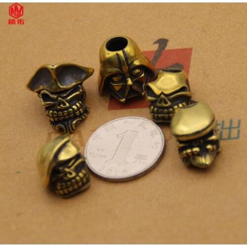 1PCS Brass Retro Knife Bead Lanyard Skeleton Knife Pendant Outdoor Survival Landing Paracord Bead