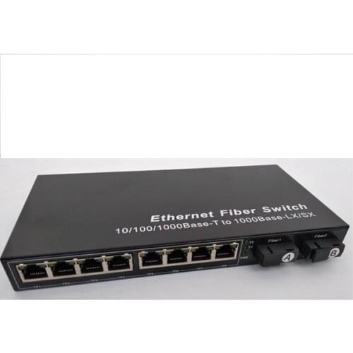 10/100/1000M 1310/1550nm gigabit media converter 2G8E ethernet fiber optical switch