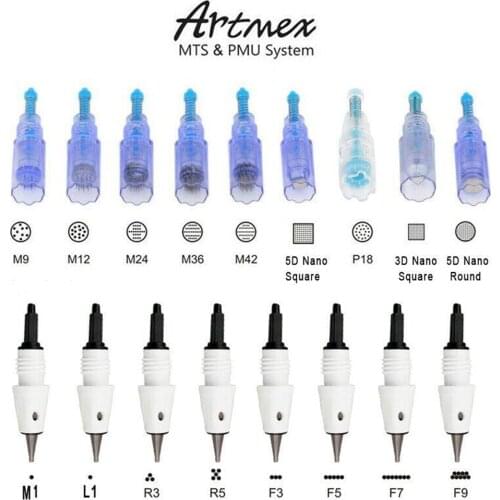 10-50Pcs Artmex V8 V6 V3 Needle M9 M12 M24 M36 M42 Nano Cartridges MTS PMU Permanent Makeup Tattoo Needles
