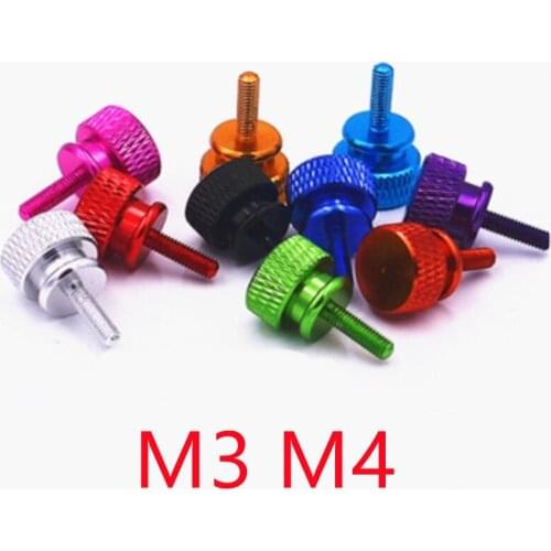 5PCS/LOT M3 M4*6/8/10/12/16/20 Colourful Aluminum Knurled Head Computer Case Screw Hand Tighten Thumb Screws