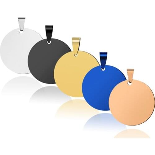 100 Pcs/Lot Wholesale Blank Custom Logo Pet Tags Stainless Steel Engravable Charms Round Circle Necklace Pendant