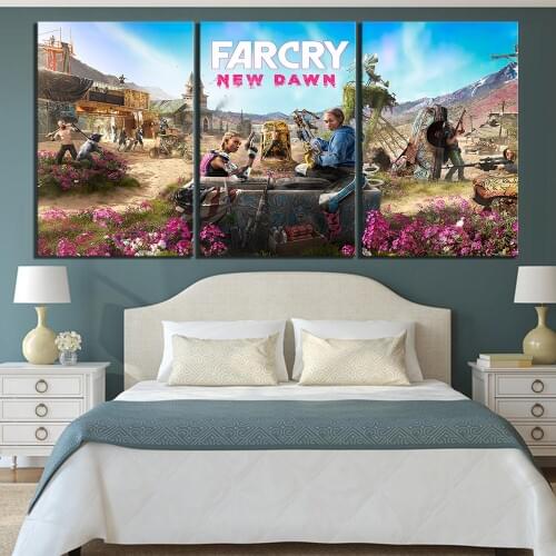 3 Piece Game Poster Artwork Paintings FARCRY NEW DAWN Poster Pictures Landscape Wall Paintings Canvas Art for Home Decor