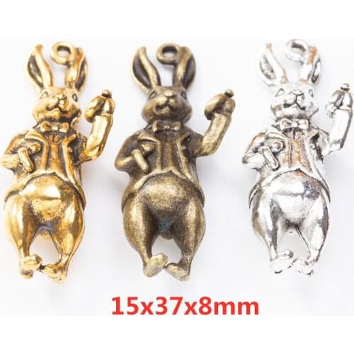 3pcs Animal rabbit zinc alloy pendant suitable for making bracelets, necklaces, jewelry pendants 8449