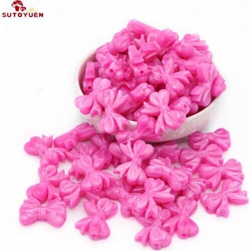 SUTOYUEN 30pcs BPA Free Silicone Bow Tie Loose Beads Teether Bead For DIY Baby Necklace Jewelry Making Toy Bow-Knot Accessories