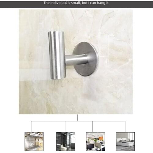 304 Stainless Steel Self Adhesive Bathroom Square Towel Hook Coat Hat Door Hook Hanger Bathroom Accessories