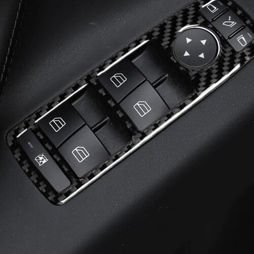 4pcs Real Carbon Fiber Stickers Car Window Lift Switch Button Panel Kit Parts Modification Trim for Tesla Model X Accessories