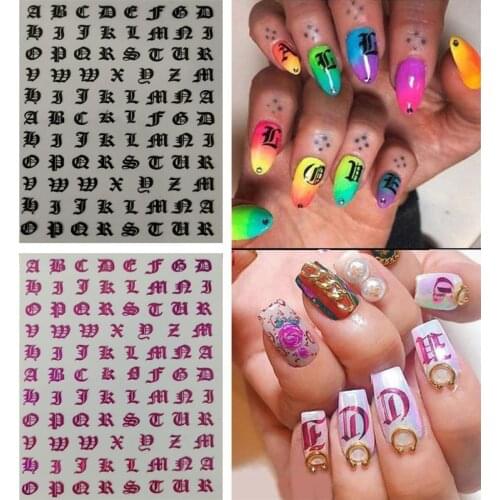 5sheet/lot 3D Letter Nail Art Sticker Nail Decal 8 Colors Art Latin Roman English Alphabet Letter 3D Nail Art Sticker HJYNM036