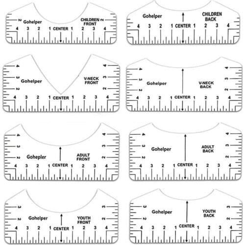 8pcs T Shirt Ruler V Neck Alignment Tool Tee Designing Guide Tool Made Of PVC Front And Back Design Easily Make T-shirts