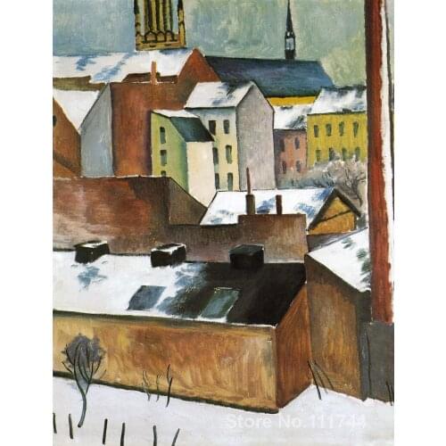 Abstract art The Church of St. Mary in Bonn in Snow August Macke paintings on canvas High quality Hand painted