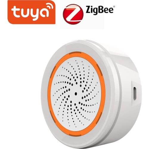 Tuya Smart ZigBee3.0 Siren Alarm Temperature Humidity 90dB Sound Light Sensor Battery Built-in 3 in 1 ZigBee Sensor Smart LIfe