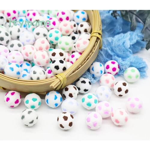 10pc Silicone Beads Baby Teether Football Teething Beads Pacifier Chain Pendant Nursing Accessories And Gifts Baby Products Toy