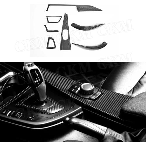 Dry Carbon Fiber Center Console Gear Shift Panel Trim Stickers Door Handle Frame Covers For BMW 4 Series F32 F33 F36 2013-2016