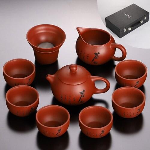 TT Cinnabar Sand Purple Sand Tea Set Home Office Ceramic Cup Kung Fu Tea Set Tea Pitcher