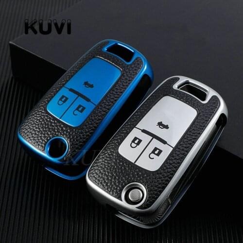 Leather Car Folding Key Case Cover For Chevrolet Cruze Aveo Trax Sail Malibu Captiva Opel Vauxhall Astra J Corsa Insignia Mokka