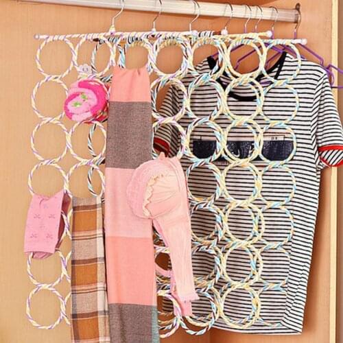 Scarves Holder Foldable Tie Belt Hook Organizer Rattan Weave Hanger Collapsible Space-Saving Plastic Shawl Towels Hanger