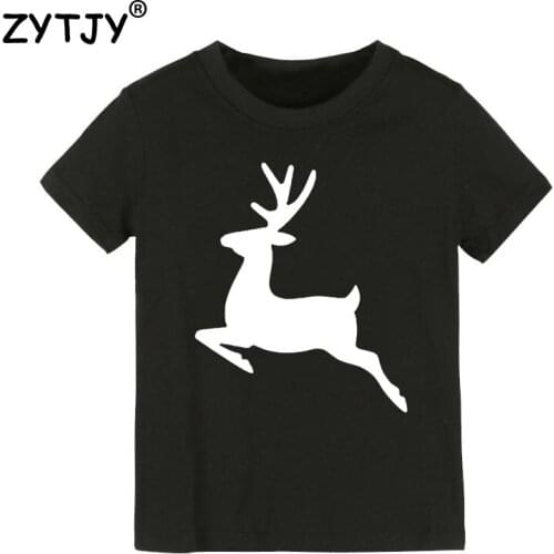 Christmas deer jumping Print Kids tshirt Boy Girl t shirt For Children Toddler Clothes Funny Top Tees Drop Ship Y-64