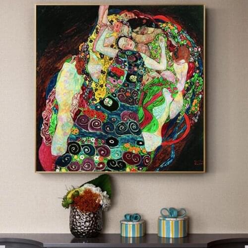 The Virgin By Gustav Klimt Famous Art Paintings Classical Wall Art Canvas Prints Reproductions for Living Room Decoration