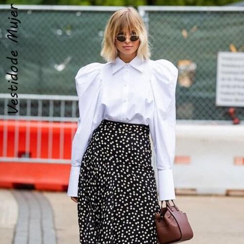 Elegant White Puff Sleeve Blouse Women Shirts Office Lady Ladies Work Wear Turn Down Collar Womens Tops And Blouses Female 2021