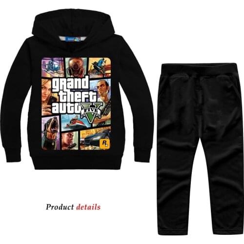 Z&Y 2-16Years Grand Theft Auto Gta V 5 Clothing Set Boys Hoodies and Pants Set Toddler Girls Clothing Kids Tracksuit Sportsuit