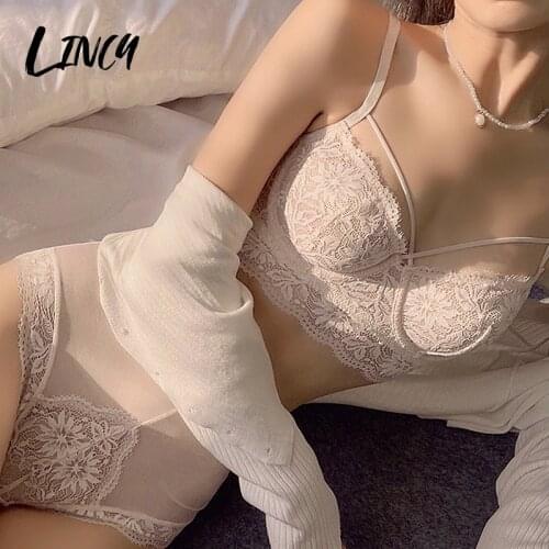 Sexy New Top Ultra-thin Underwear Set Push-up Bra And Panty Sets Hollow Brassiere Gather Seamless Bra Lace Steel Ring Lingerie