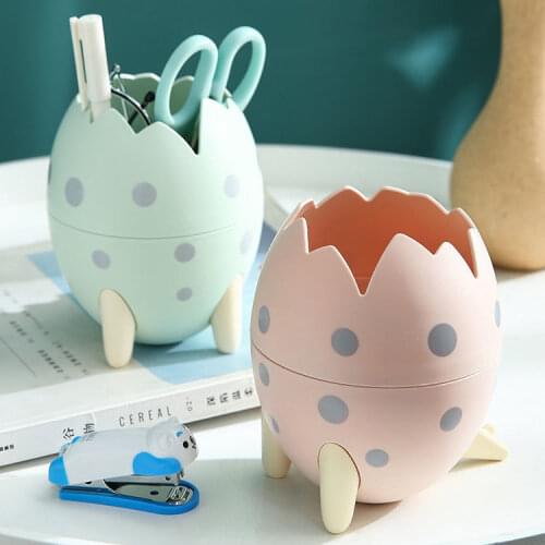 Creative Dinosaur Egg Shape Pen Holder School Office Desktop Organizer Kawaii Makeup Brush Organizer Cute Desk Decoration Desk
