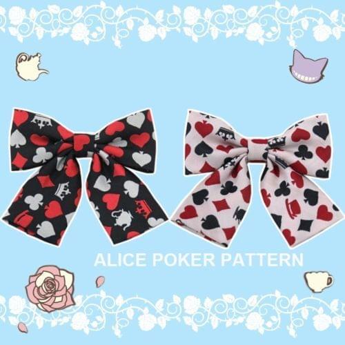 Cute Womens Japanese Uniform JK Neck Bow Tie Alice Poker Face Pattern Lolita Bowknot