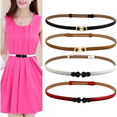 Fashion Adjustable Pu Leather Ladies Dress Belts Skinny Thin Women Waist Belts Female Belts For 2021 Summer