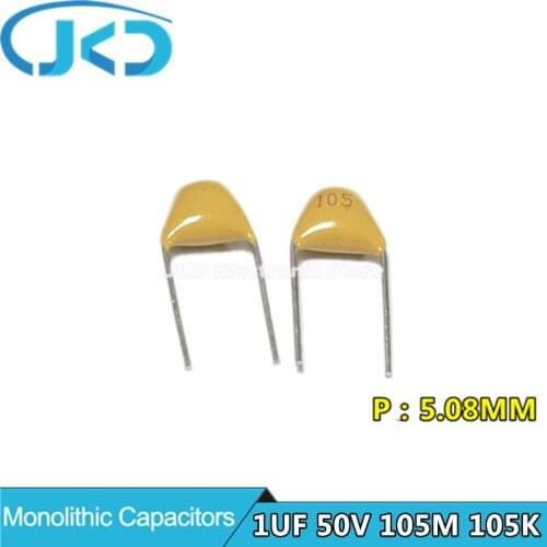100Pcs 50V 1UF 105M Monolithic Ceramic Capacitor