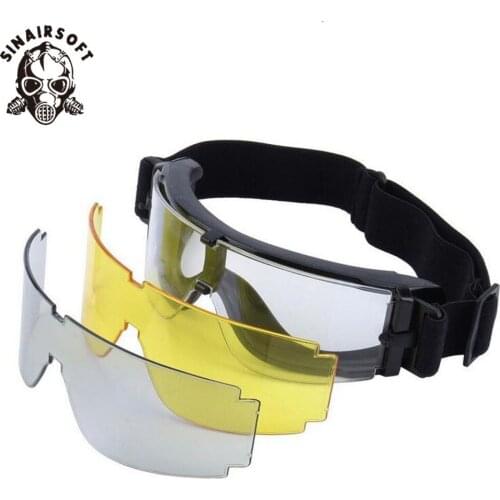 USMC Airsoft X800 Tactical Cycling Eyewear SunGlasses War games Goggles Wind-proof mirrors GX1000 Black 3 Lens
