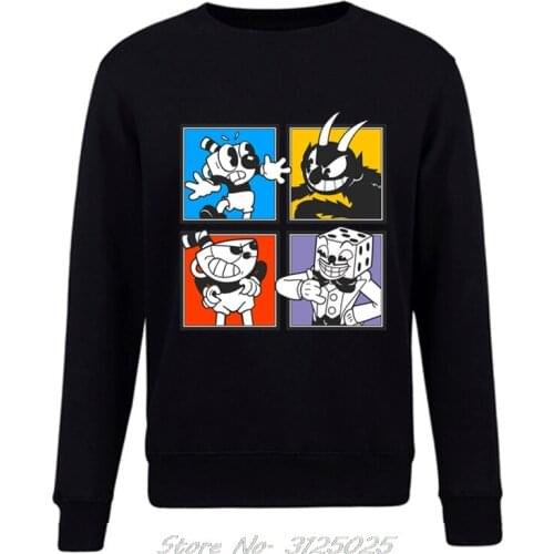 Cuphead Characters Mens Hoodies Clothing Mens Autumn Winter Pullover Sweatshirt Streetwear