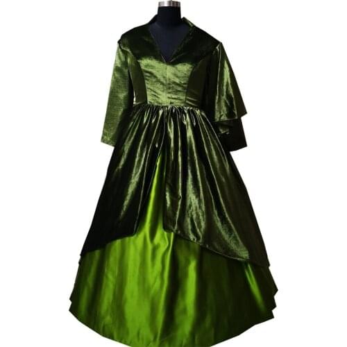 2020 New green victorian Halloween Cosplay dress Colonial Georgian Renaissance Gothic Historical dress D-504