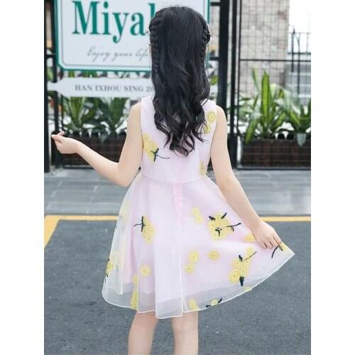 Girls Clothes Dresses Summer 2021 Princess Dress ChildrensEmbroidery Sweet Printing Clothes Skirts 2-13 Years Old