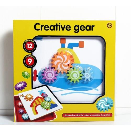 Creative Puzzle & Spinning Gears,Learning to Randomly match the colors,shapes to complete the picures Educational toys for baby