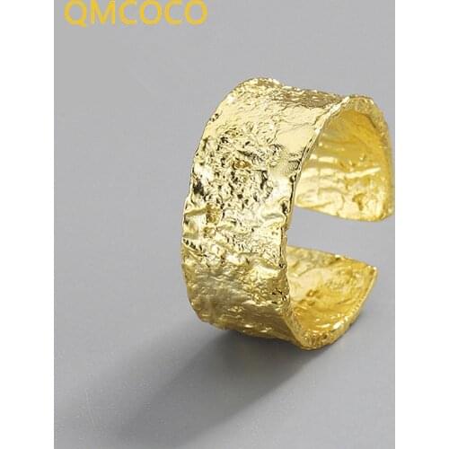 QMCOCO Matte Surface Ellipse 925 Sterling Silver Rings For Women Resizable Handmade Femme Argent Accesorios Fine Jewelry