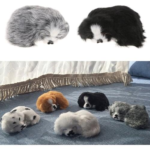 2pcs Handcraft Artificial Sleeping Dogs Garden Statue Home Lawn Art Ornament Black & Grey