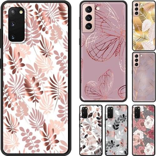 Pink Flower Leaf Cover Smartphone Silicone Soft Case For Samsung Galaxy S8 S9 S20 FE S21 Plus Ultra S10E Coque