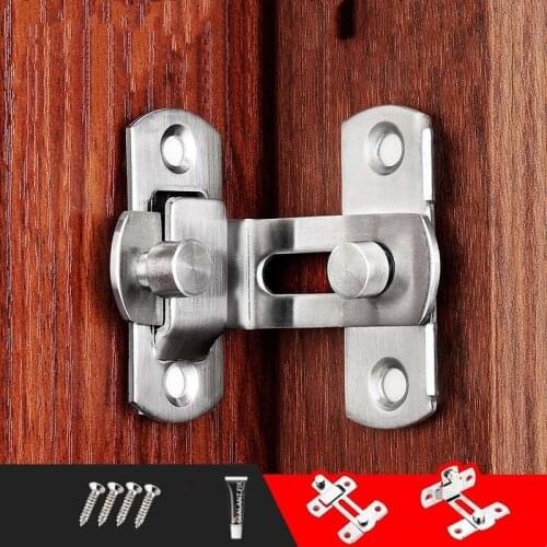 Punch-Free Stainless Steel Sliding Door Buckle Latch Bolt Old-Fashioned Sliding Lock Buckle Adhesive Latches
