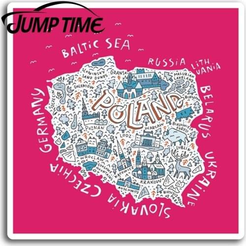 Jump Time for Poland Polska Pink Map Vinyl Stickers Sticker Laptop Luggage Camper Door Decal Waterproof Car Accessories