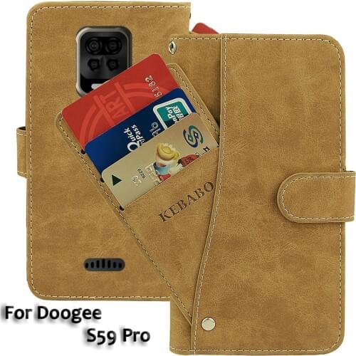 Vintage Leather Wallet Doogee S59 Pro Case 5.7" Flip Luxury Card Slots Cover Magnet Phone Protective Cases Bags