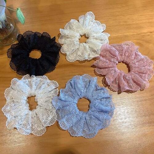 2020 Korea Big Size Dot Hair Scrunchies Women Elastic Hair Bands Girls Headwear Ponytail Holder Hair Accessories