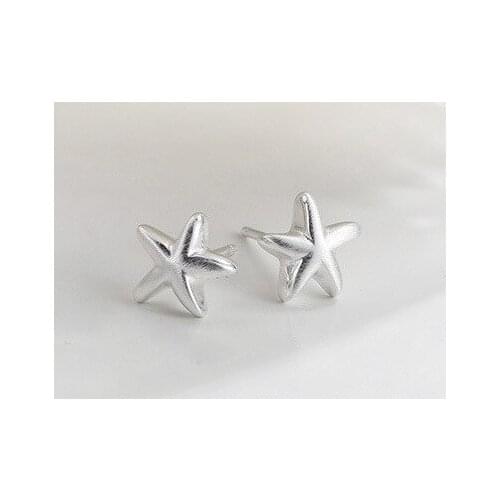 Daisies Boucles d'oreilles 925 Sterling Silver Shiny Starfish Stud Earrings for Women Statement Jewelry Pendientes Brincos
