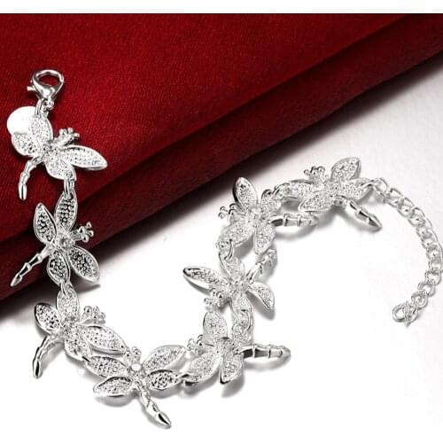 Simple Fashion Silver 925 Jewelry Full Dragonfly Bracelets For Women Clear CZ Luxury Wedding Accessories