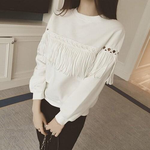 Spring and autumn solid color round neck womens sweater without hat