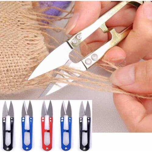1PCS Fishing Line U Sewing Scissors Mini Spring Scissors U Shape Scissor Beading Thread Cutter Color Randomly