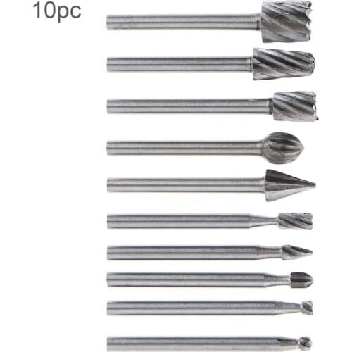 10Pcs/lot HSS Routing Router Drill Bits Set for Carbide Rotary Tools Wood Stone Metal Root Carving Milling Cutter