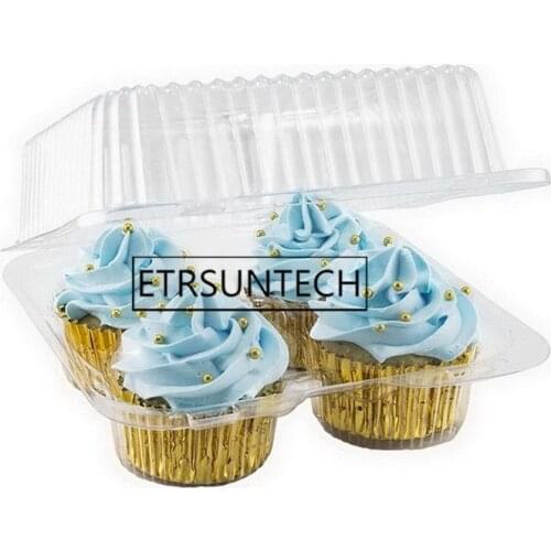 120pcs 4/6 Cavities Plastic Transparant Clear Cake Box Cupcake Boxes And Packaging Box Portable Party Bread Container