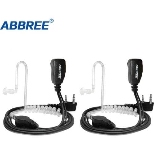 2PC Abbree PTT Air Acoustic Tube Earpiece Walkie Talkie Headset For Kenwood Baofeng UV-5R UV-82 TYT MD-380 Wouxun 2 Way Radio