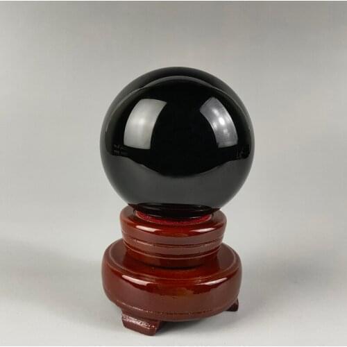 6 cm) Exquisite Interesting Chinese Craft Collection Home Decoration Gift Obsidian Polished Feng Shui Crystal Ball (with Base)