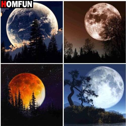 HOMFUN Diy 5d Diamond Painting "Moon landscape" Cross Stitch Square Round Diamond Embroidery Handwork Rhinestone Art